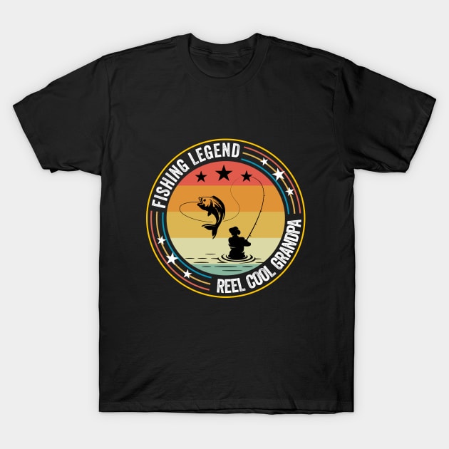 Grandpa - Fishing Legend Reel Cool Grandpa T-Shirt by Kudostees